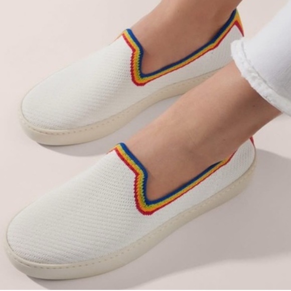 Rothy's The Original Slip On Sneaker white rainbow Limited Edition knit US10 - Picture 2 of 12